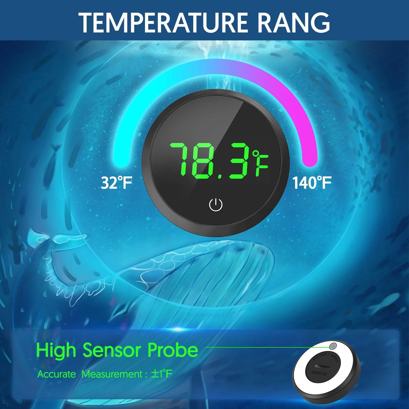 Fish Tank Thermometer Aquarium Thermometer Wireless Touch