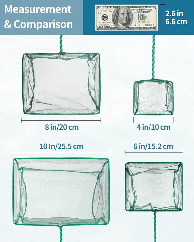 Aquarium Fish Net with Braided Metal Handle 4"