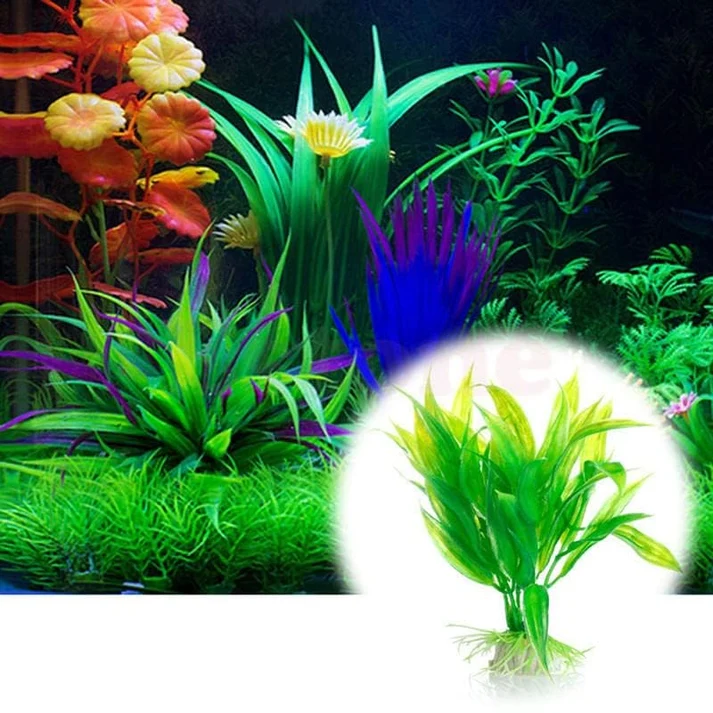 5 Pcs Green Plants Aquarium Tank Plastic Grass Decoration