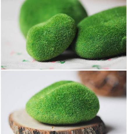 Landscaping Stones with Artificial Moss SMALL SIZE 7 CM