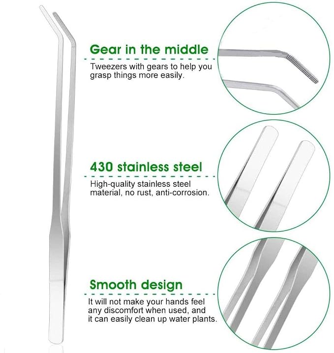27cm Aquarium Tweezer Curved & straight Stainless Steel Tool